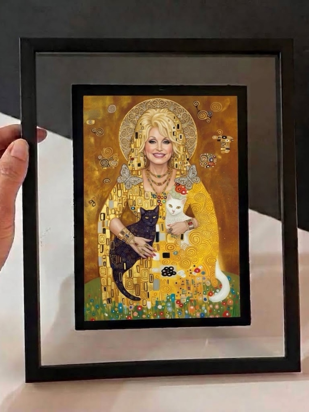 Framed Dolly Parton in the Style of Gustav Klimt art print (5”x7”)